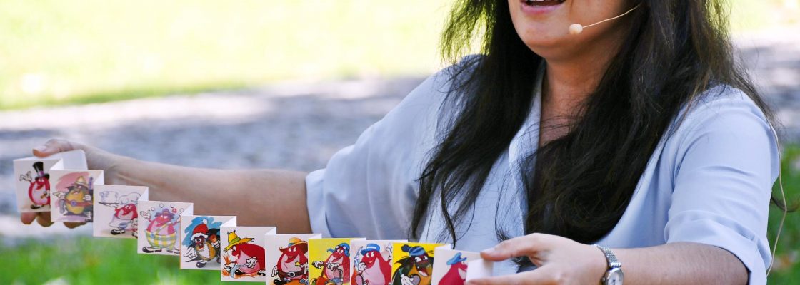Bru Junça trouxe mini-livros ao Parque Infantil