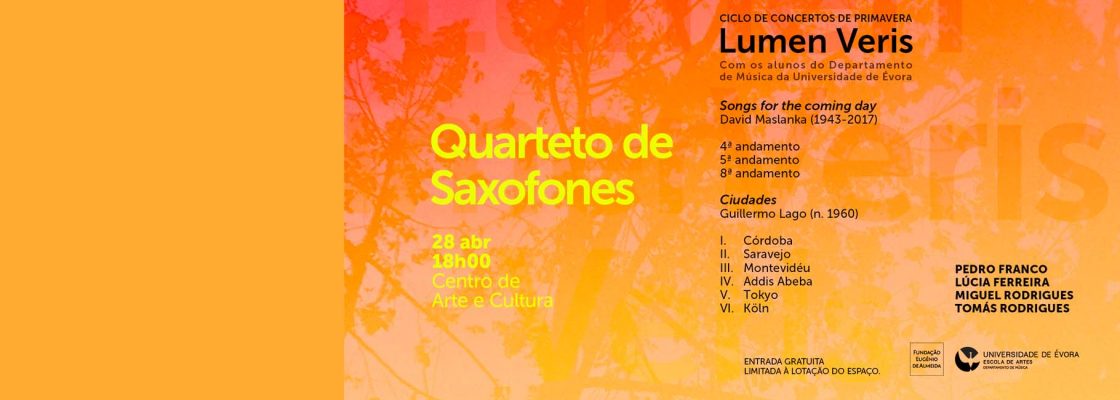 Lumen Veris: QUARTETO DE SAXOFONES | Ciclo de concertos de primavera